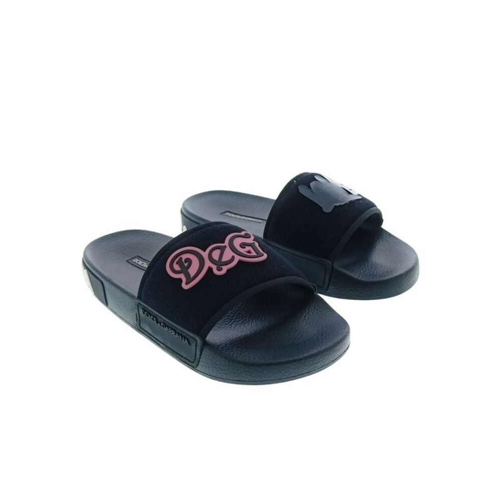 Dolce & Gabbana Black Pink Velcro DG Love Pool Slide-36